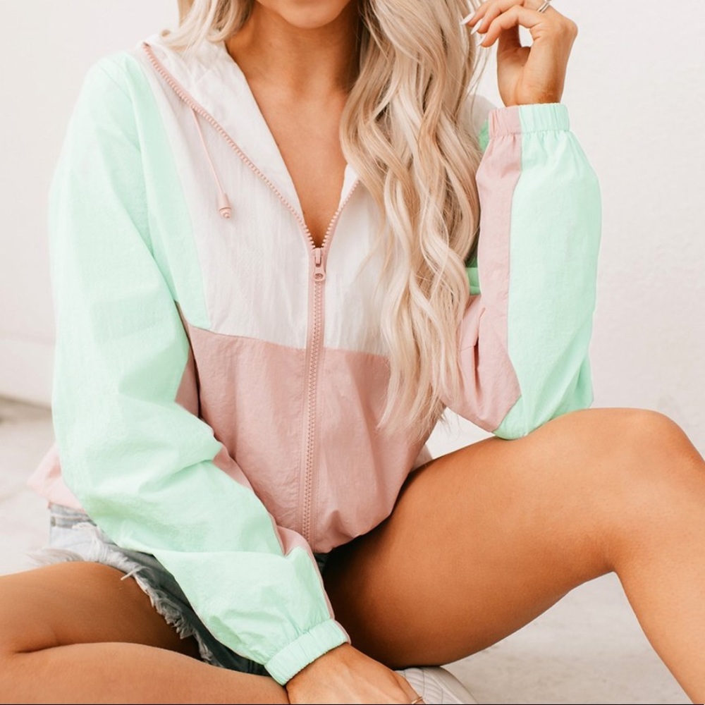 Color block windbreaker